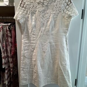 Corey Lynn Calter Cream Pleated Embellished Blouse